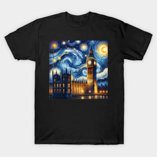 Big Ben Tower Starry Night - Beautiful Iconic Places T-Shirt